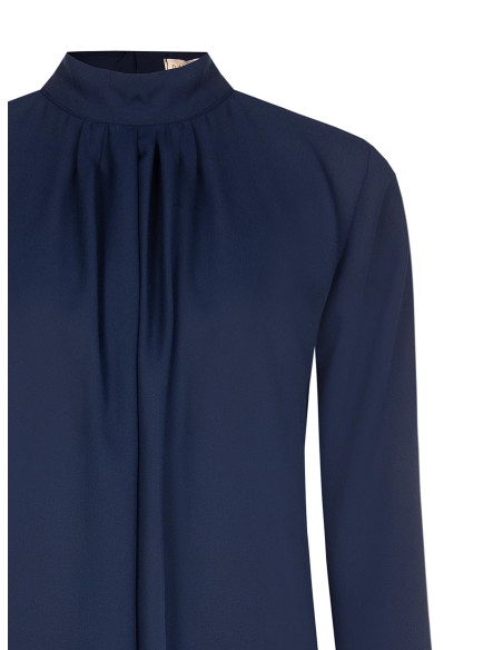 Blusa fluida em georgette com pregas à frente Rinascimento