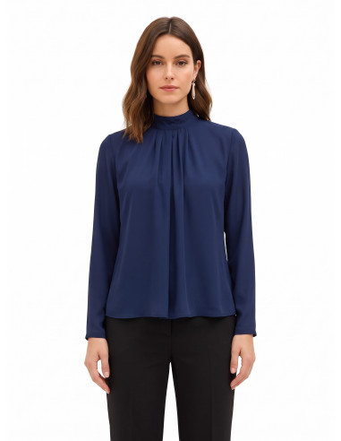 Blusa fluida em georgette com pregas à frente Rinascimento