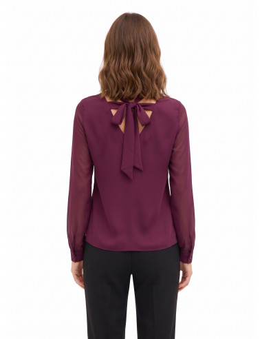 Blusa fluida de mangas compridas em cetim Rinascimento