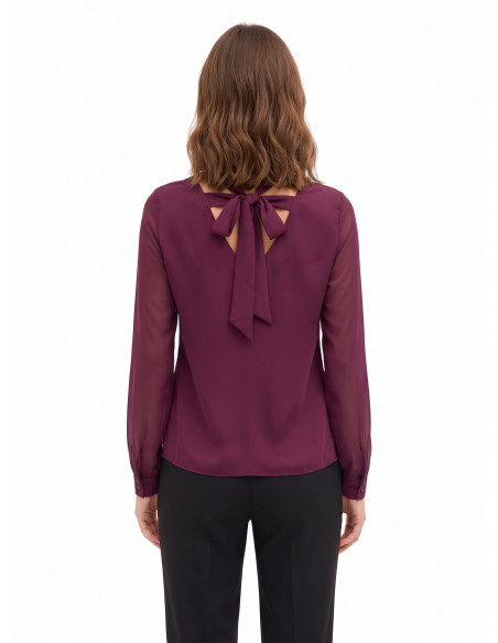 Blusa fluida de mangas compridas em cetim Rinascimento