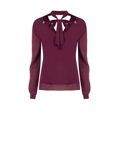 Blusa fluida de mangas compridas em cetim Rinascimento