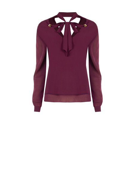 Blusa fluida de mangas compridas em cetim Rinascimento
