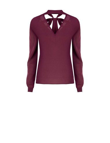 Blusa fluida de mangas compridas em cetim Rinascimento