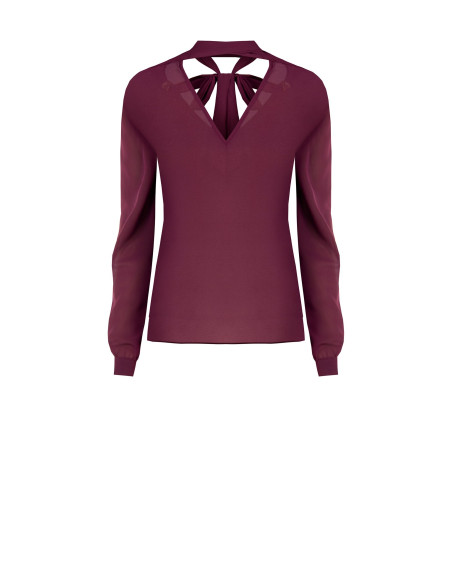 Blusa fluida de mangas compridas em cetim Rinascimento