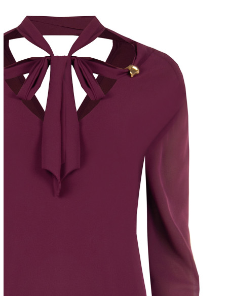 Blusa fluida de mangas compridas em cetim Rinascimento