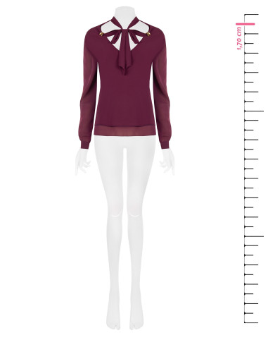 Blusa fluida de mangas compridas em cetim Rinascimento