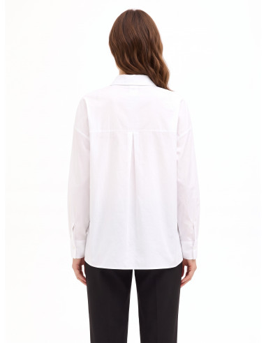 Camisa oversized de algodão com botões ocultos e strass Rinascimento