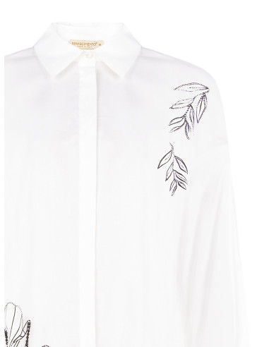 Camisa oversized de algodão com botões ocultos e strass Rinascimento