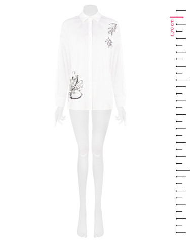 Camisa oversized de algodão com botões ocultos e strass Rinascimento