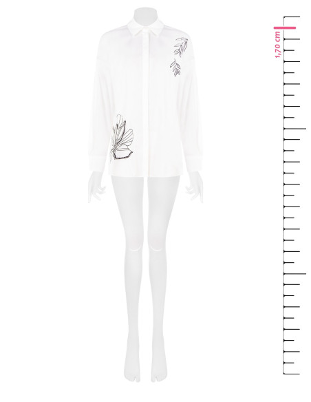Camisa oversized de algodão com botões ocultos e strass Rinascimento
