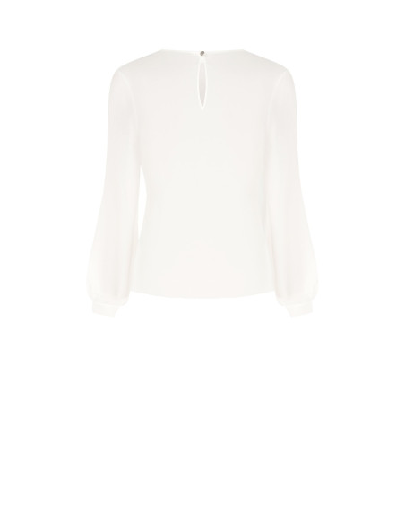 Blusa em georgette com drapeado e detalhe de corrente Rinascimento