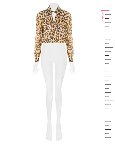 Blusa Balão em Georgette Estampada com Gotas de Lurex e Decote em V Transpassado Rinascimento