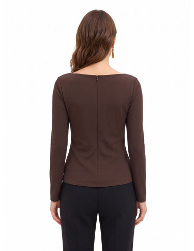 Top justo em mistura de viscose com franzido na lateral Rinascimento