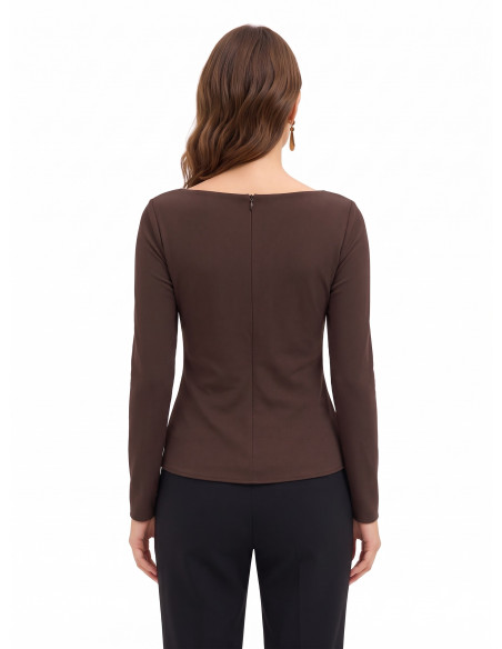 Top justo em mistura de viscose com franzido na lateral Rinascimento