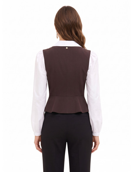 Top 2 em 1 com camisa de algodão e colete peplum Rinascimento