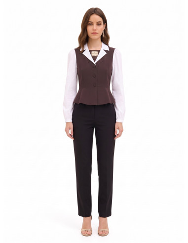 Top 2 em 1 com camisa de algodão e colete peplum Rinascimento
