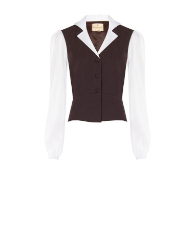 Top 2 em 1 com camisa de algodão e colete peplum Rinascimento