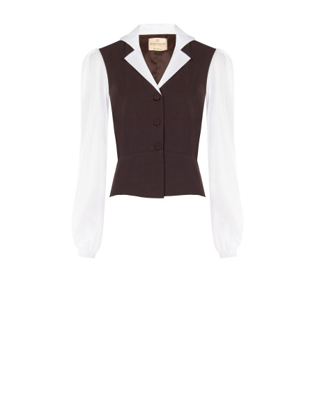 Top 2 em 1 com camisa de algodão e colete peplum Rinascimento