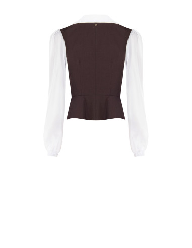 Top 2 em 1 com camisa de algodão e colete peplum Rinascimento