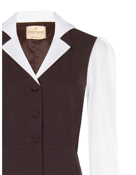 Top 2 em 1 com camisa de algodão e colete peplum Rinascimento