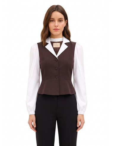 Top 2 em 1 com camisa de algodão e colete peplum Rinascimento