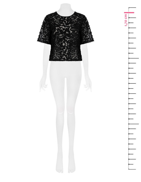 Blusa oversized em tule com bordados e lantejoulas Rinascimento