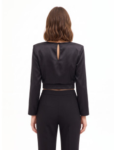 Blusa cropped em cetim com alças Rinascimento 2