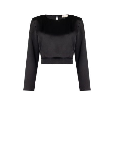 Blusa cropped em cetim com alças Rinascimento