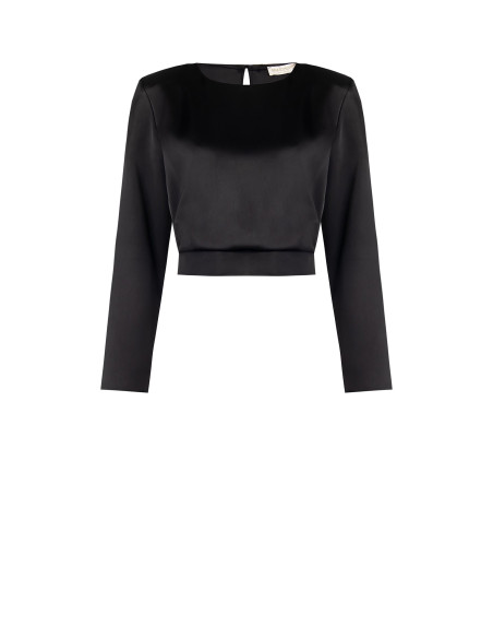 Blusa cropped em cetim com alças Rinascimento