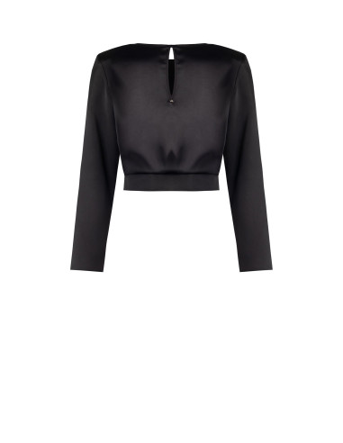 Blusa cropped em cetim com alças Rinascimento
