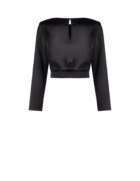 Blusa cropped em cetim com alças Rinascimento