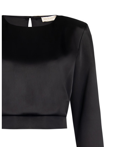 Blusa cropped em cetim com alças Rinascimento