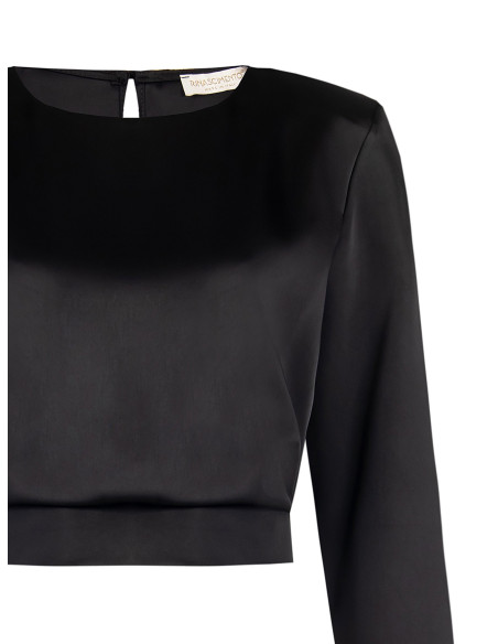 Blusa cropped em cetim com alças Rinascimento