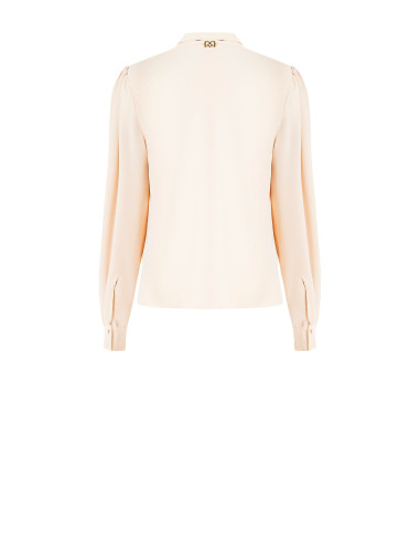 Blusa em cetim mate com decote em V e botões ocultos Rinascimento