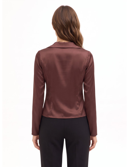 Camisa cintada e curta em cetim com colar a condizer Rinascimento