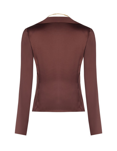 Camisa cintada e curta em cetim com colar a condizer Rinascimento