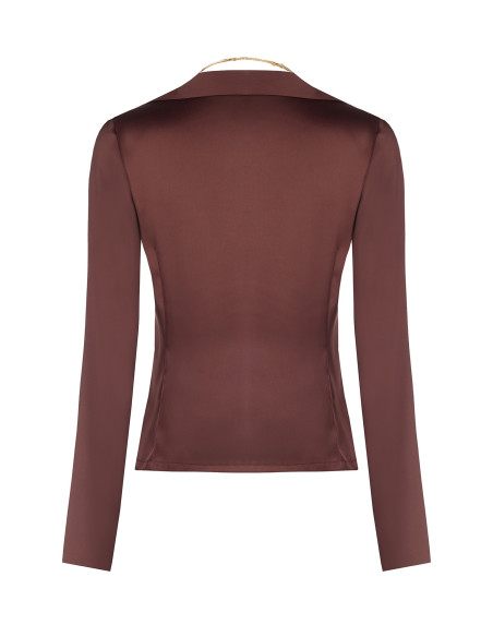 Camisa cintada e curta em cetim com colar a condizer Rinascimento