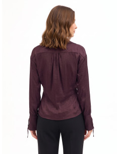 Camisa larga em mistura de viscose com efeito ligeiramente amarrotado e cordões Rinascimento 2