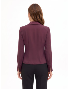 Camisa cintada em georgette com decote em V, gola em cetim e alças Rinascimento 2