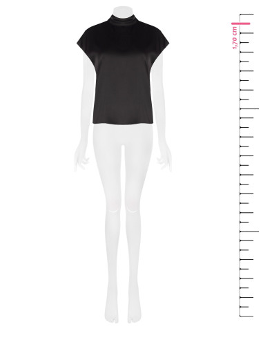 Blusa ampla de gola alta em cetim Rinascimento