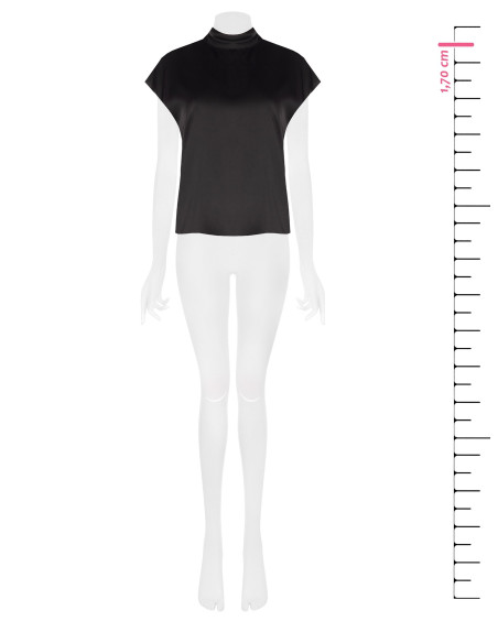 Blusa ampla de gola alta em cetim Rinascimento