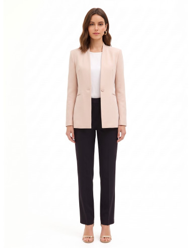 Blazer cintado em crepe scuba com botão a condizer Rinascimento