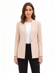 Blazer cintado em crepe scuba com botão a condizer Rinascimento