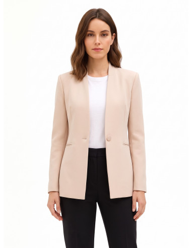 Blazer cintado em crepe scuba com botão a condizer Rinascimento