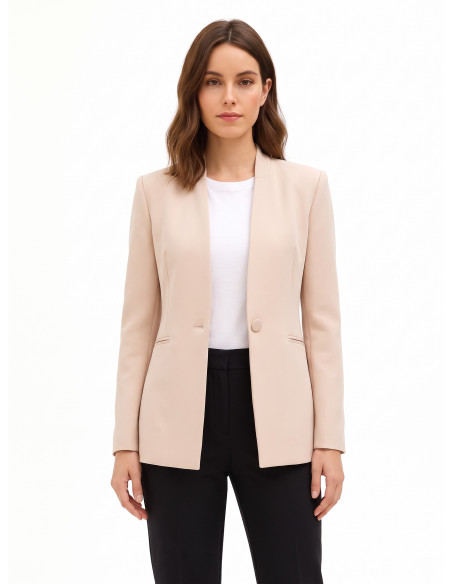 Blazer cintado em crepe scuba com botão a condizer Rinascimento
