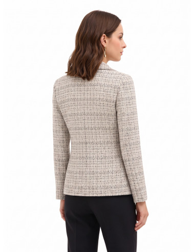 Casaco blazer em tweed com botão com logótipo Rinascimento