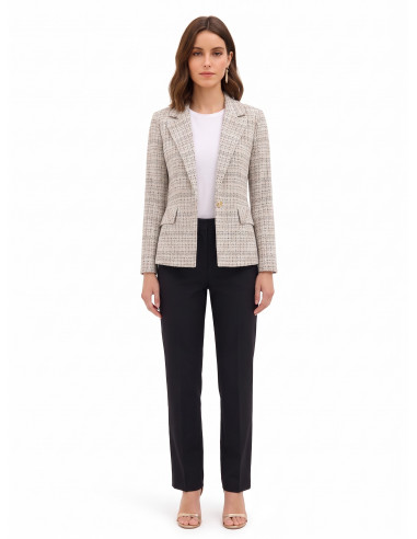 Casaco blazer em tweed com botão com logótipo Rinascimento