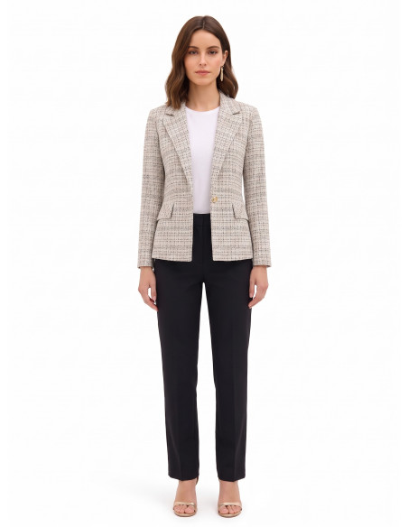 Casaco blazer em tweed com botão com logótipo Rinascimento