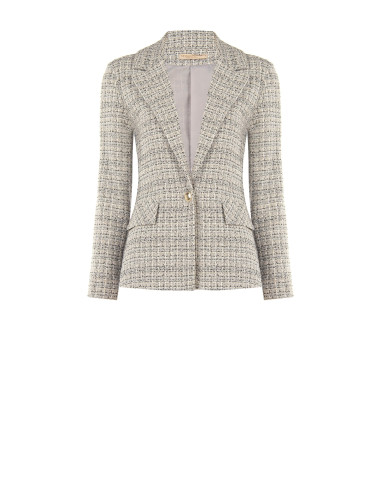 Casaco blazer em tweed com botão com logótipo Rinascimento