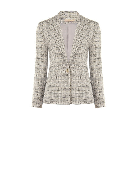 Casaco blazer em tweed com botão com logótipo Rinascimento